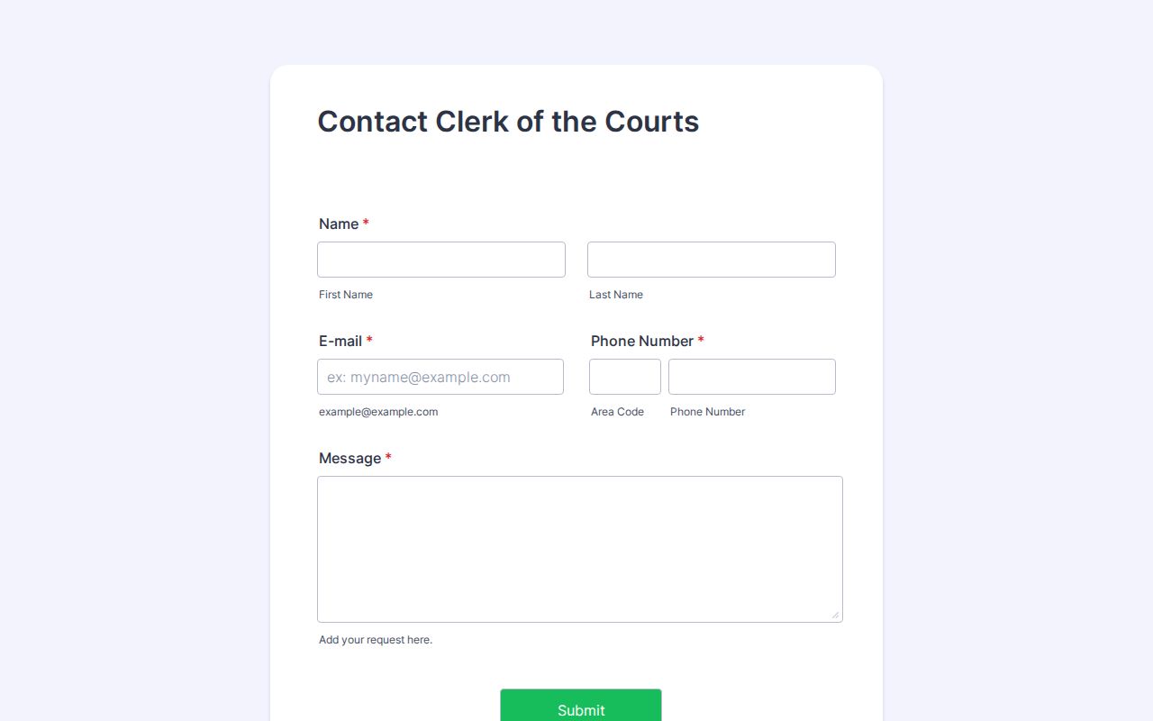 Bruceville court docket Clerk contact form