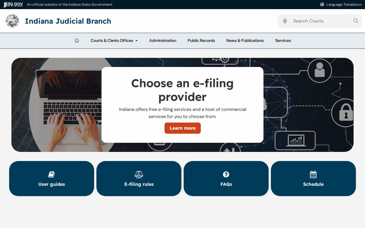 Indiana e-filing information related to Knox County court date entries