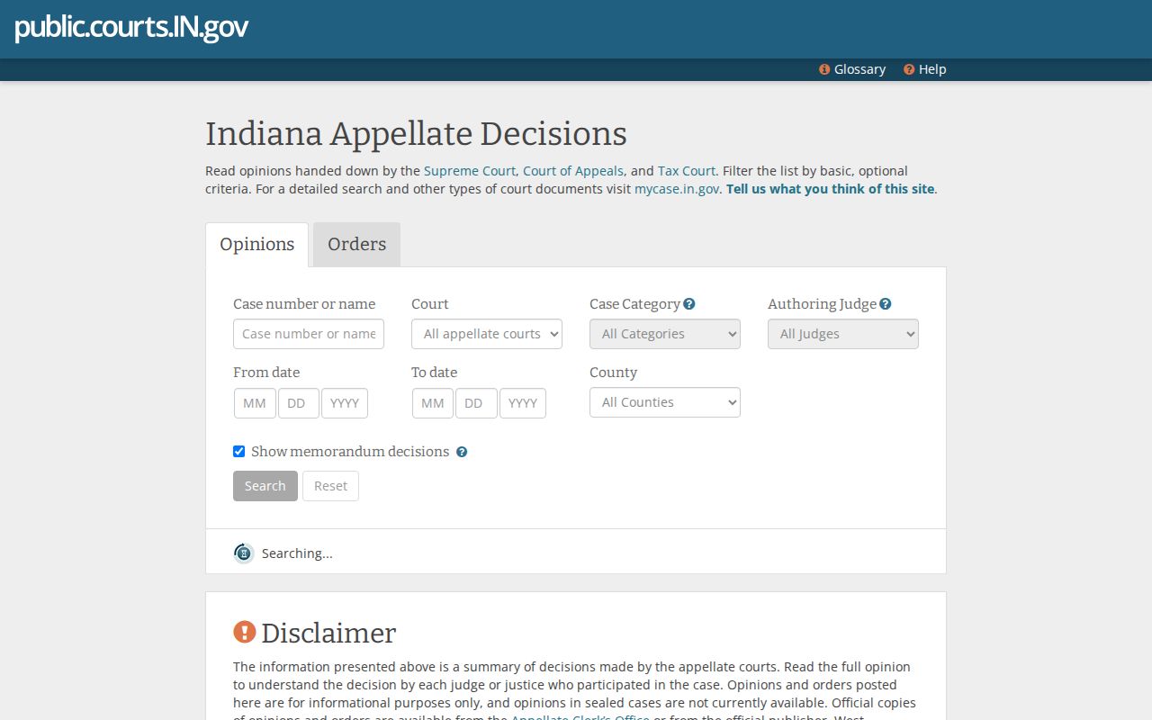 Indiana appellate search related to Oaktown court docket research